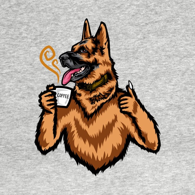 German Shepherd Coffee Design Drawing Portrait Head Funny by IPRINT